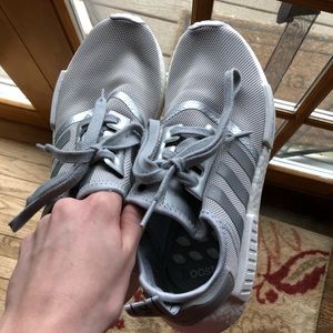 Adidas gray & white nmd r1’s. Size women’s 8
